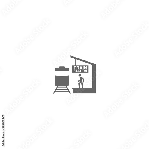 Rail or train station icon. Train station. logo. Railway track isolated on white background