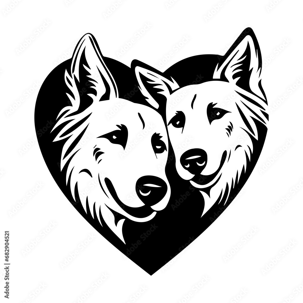 Valentine Dog Love with heart shape. Generative Ai
