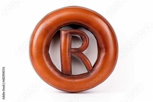 letter r, from leather, on white background