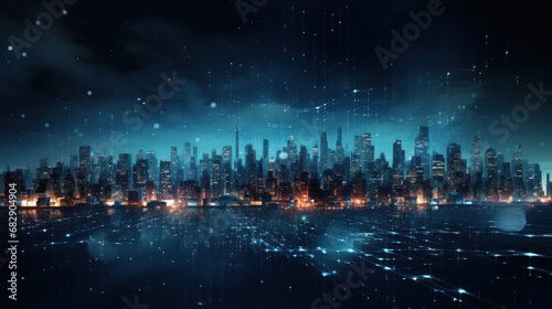 Abstract cityscape of connected particles, representing the energy of a digital metropolis that pulsates © Damian Sobczyk