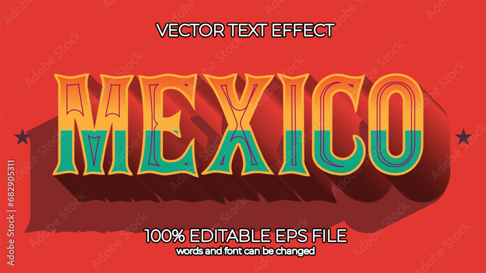 Obraz premium mexico editable text effect style, EPS editable text effect