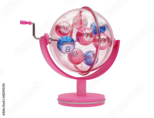 Lottery globe in pink glass