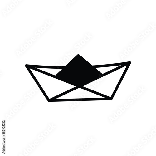 Paper Boat icon isolate white background vector stock illustration.