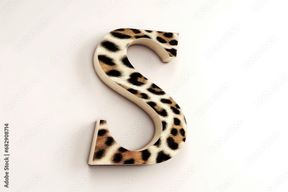 letter s, animal print style, on white background letter s, animal print style, on white background