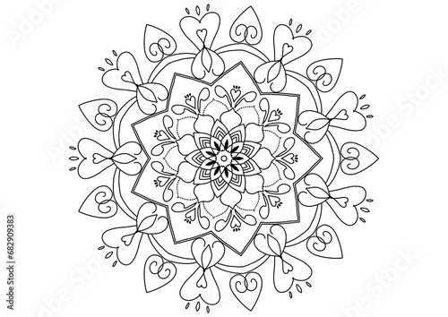 Pattern in form of mandala,Art on the wall,Design for a wallpaper Paint shirt and tile Sticker,tattoo, decoration. Decorative ornament in ethnic oriental style,Coloring book page.