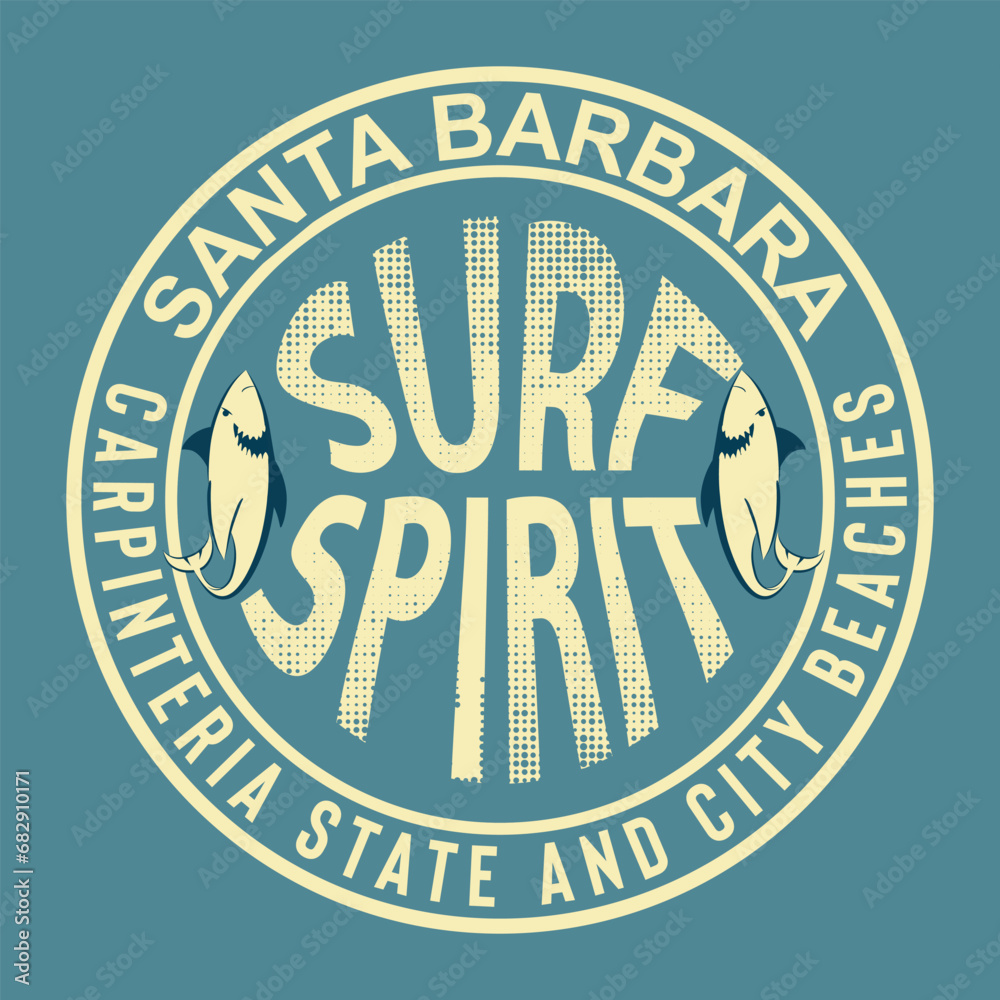 typographic vector illustration of surf and shark. t shirt graphics