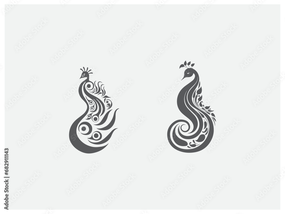 custom made wallpaper toronto digitalPremium peacock logo design set vector, vector and illustration,