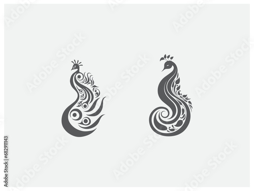 Premium peacock logo design set vector, vector and illustration,
