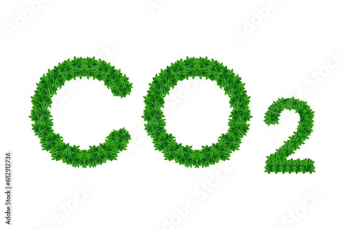 carbon dioxide and leaves and earth love concept