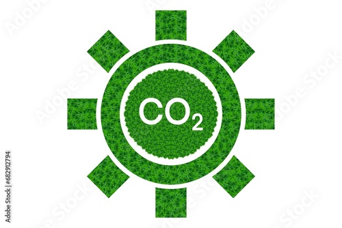 carbon dioxide and leaves and earth love concept
