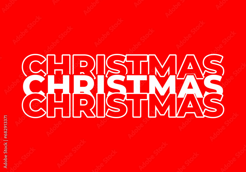 Christmas text effect in white color. Red background
