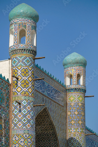 Detail of the facade of the Khudayar Khan Palace in Kokand in the Fergana Valley, Uzbekistan. photo