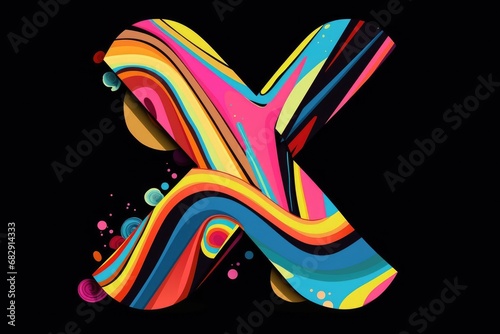 letter x  pop art style  on black background