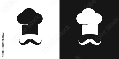 Male chef vector sign. Chef's hat and mustache, cook icon