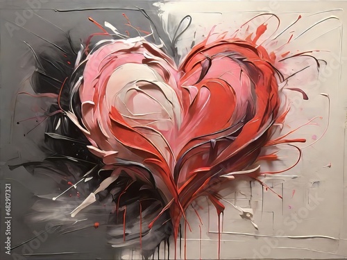 Un corazón abstracto, creado con audaces trazos de tiza, que evoca una sensación de pasión y emoción