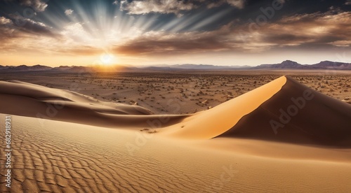 sunset in the desert  panoramic desert scene  sand in the desert  landscape in the desert