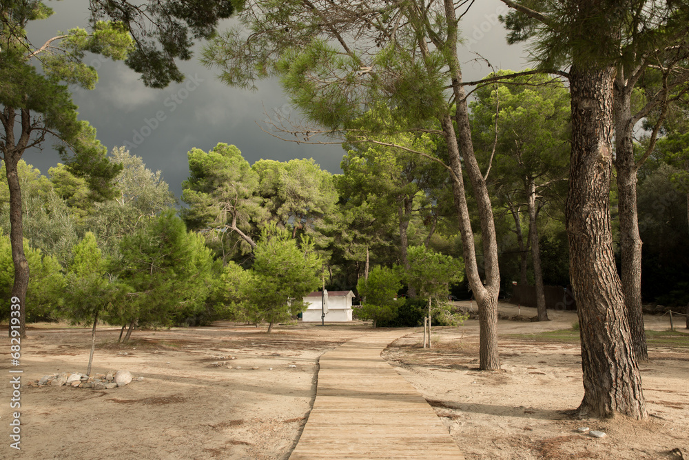 Stunning views of cliffs, mountains, beach and sea from Mallorca island in Spain