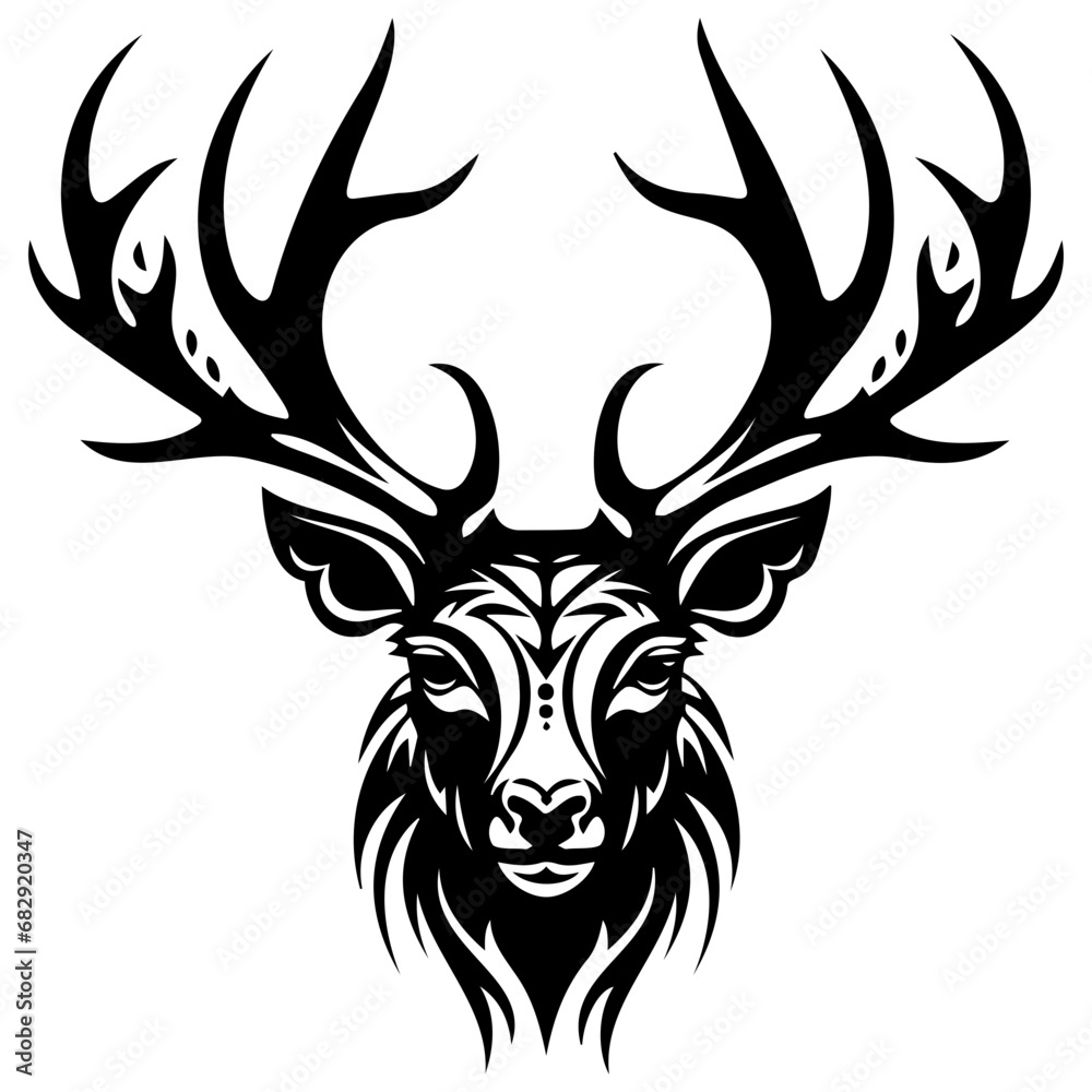Christmas reindeer silhouette,  Deer animal shape icons vector illustration, Generative AI.