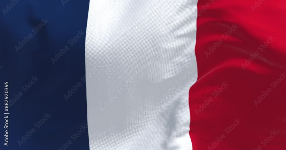 Close-up of national flag of France waving