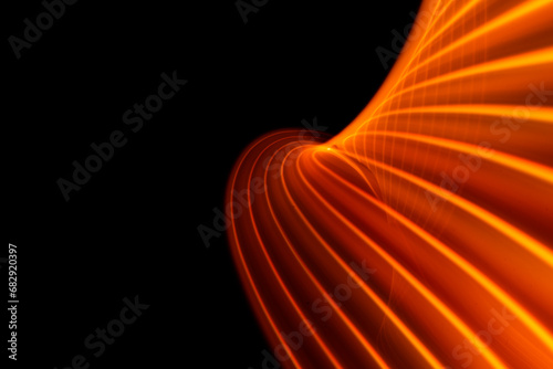 Abstract technology banner design. Digital neon lines on black background. Modern texture. Waves flow. Quantum explosion. High quality photo