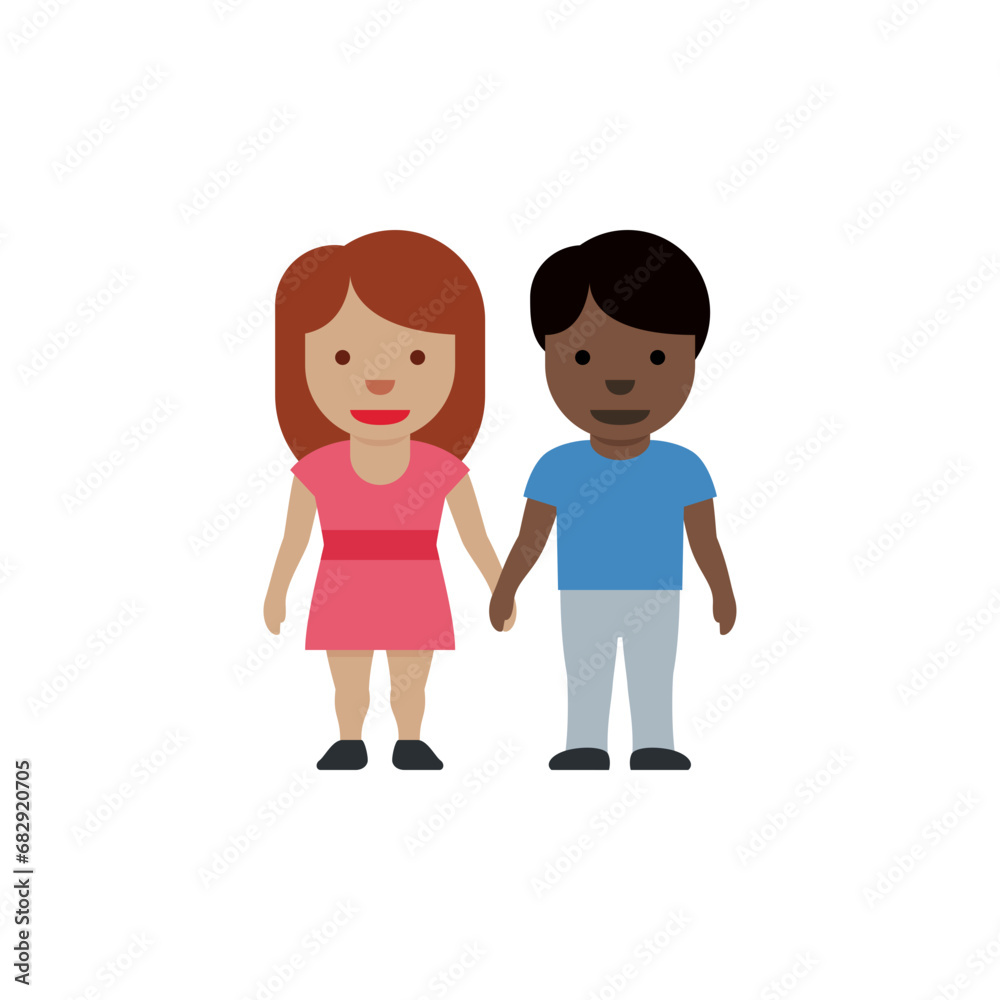 Woman and Man Holding Hands: Medium-Skin Tone, Dark Skin Tone