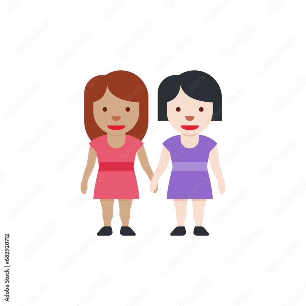 Women Holding Hands: Medium-Skin Tone, Light Skin Tone Women Holding Hands: Medium-Skin Tone, Light Skin Tone