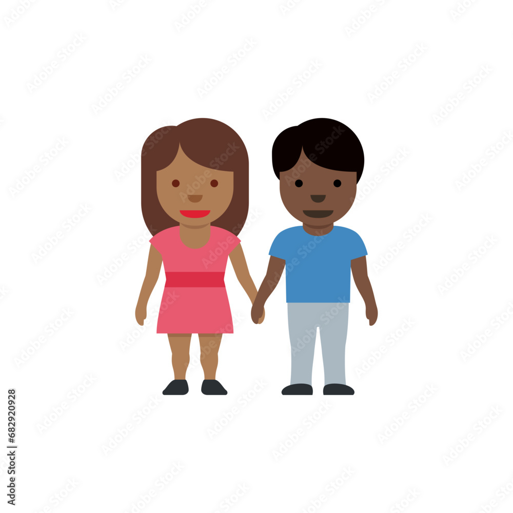 Woman and Man Holding Hands: Medium-Dark Skin Tone, Dark Skin Tone