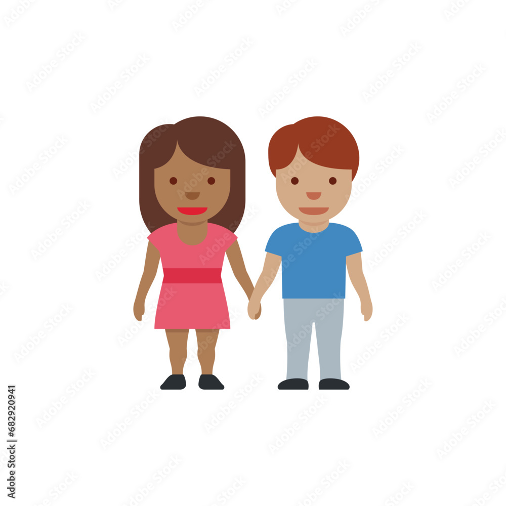 Woman and Man Holding Hands: Medium-Dark Skin Tone, Medium Skin Tone
