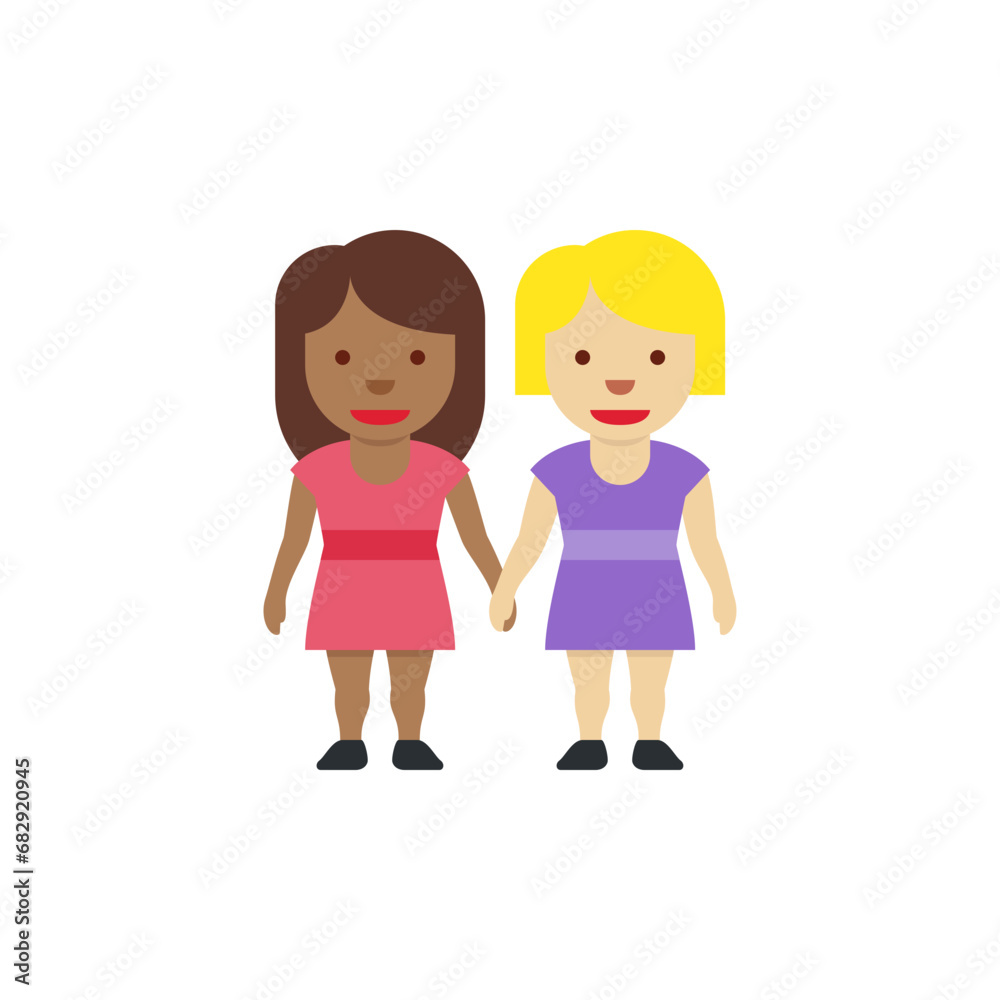 Women Holding Hands: Medium-Dark Skin Tone, Medium-Light Skin Tone