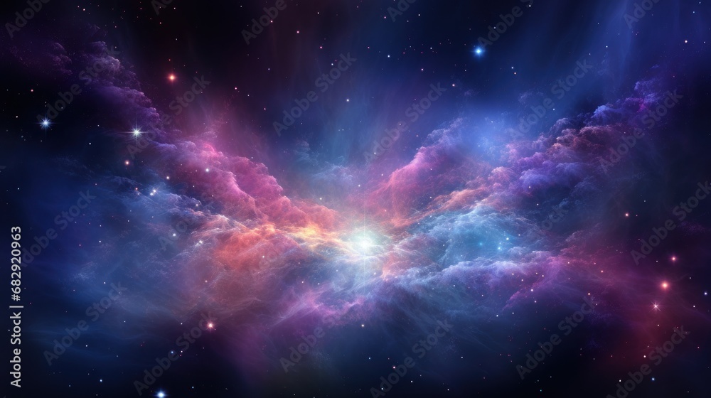Illustrate the particle nebula where technology clouds give rise to new ideas and opportunities