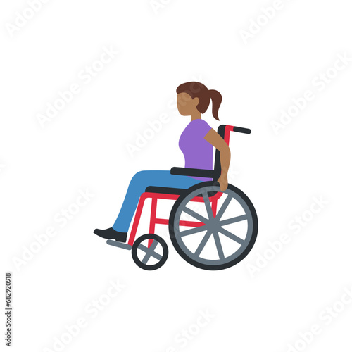 Woman in Manual Wheelchair: Medium-Dark Skin Tone