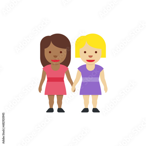 Women Holding Hands: Medium-Dark Skin Tone, Medium-Light Skin Tone