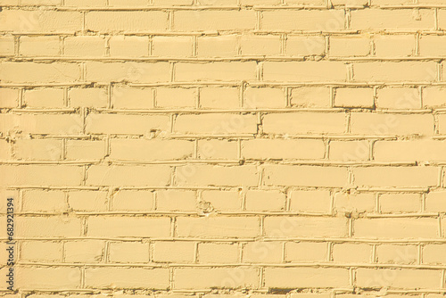 Light Yellow Bright Paint Warm Color Tint On Brick Wall Texture Background