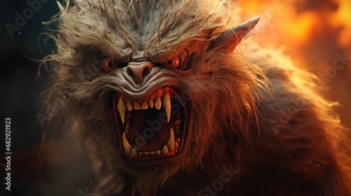 monster face with fur background wallpaper ai generated image © anis rohayati