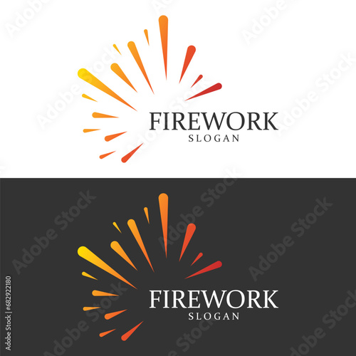 Logo Template of Sparkling Fireworks on Party Celebration