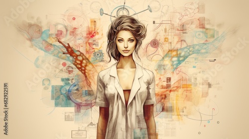 beautiful female doctor background wallpaper ai generated image