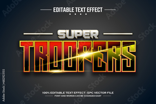 Super troopers 3D editable text effect template