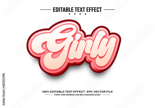 Girly 3D editable text effect template