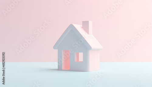 Miniature house pastel 3d illustration of a small house. Concept for buying or renting new house. Real estate investment Mortgage Copy space New home