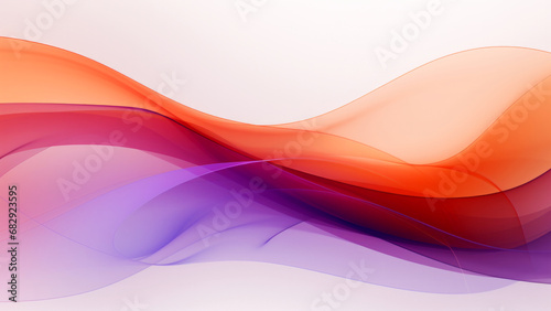 Abstract delicate violet orange waves design with smooth curves and soft shadows on clean modern background. Fluid gradient motion of dynamic lines on minimal backdrop