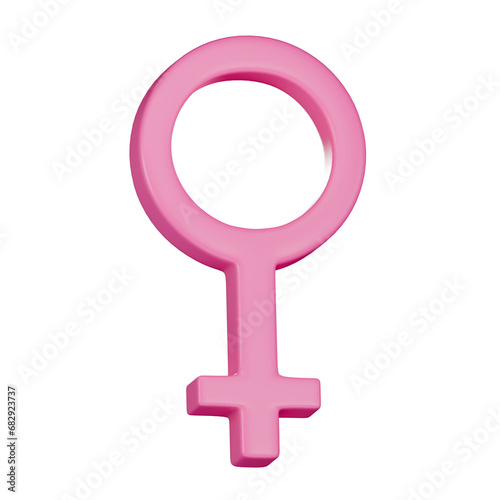 Female Symbol 3D icon isolated on white background, 3D rendering