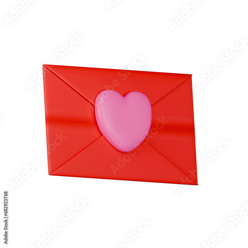 love letter 3D icon isolated on white background, 3D rendering