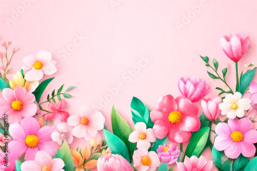 Beautiful flower background in pastel colors. Mothers day or spring  easter background.