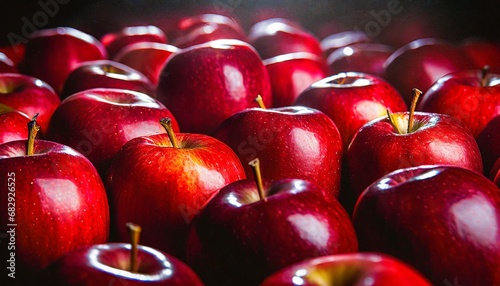 たくさんの真っ赤で美しいリンゴの背景