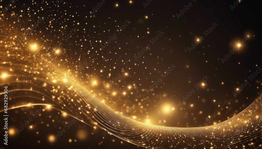 Digital gold particles wave and light abstract background with shining dots stars Digital gold particles wave and light abstract background with shining dots stars