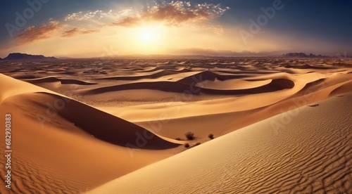 sunset in the desert  panoramic desert scene  sand in the desert  landscape in the desert