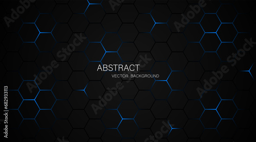 Black steel mesh background with blue glow lines with empty space for design. Modern technology innovation concept. vector illustration background	