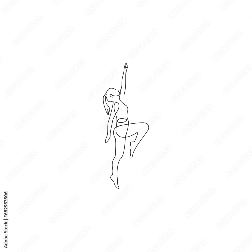 Fototapeta premium One Single Line Dancing Woman