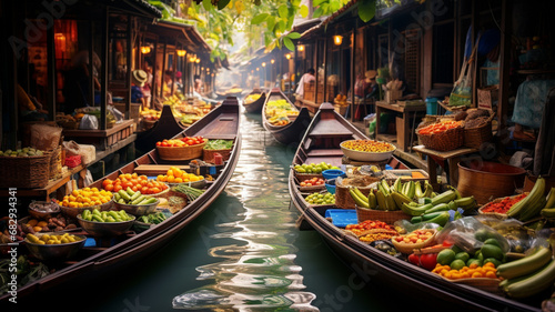 Thailand's Water Tapestry: Exploring the Vibrant Boat Market, a Cultural Waterscape Adventure. photo