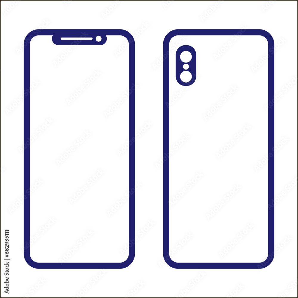 Fresh phone icons front and black vector isolated on white background Fresh phone icons front and black vector isolated on white background